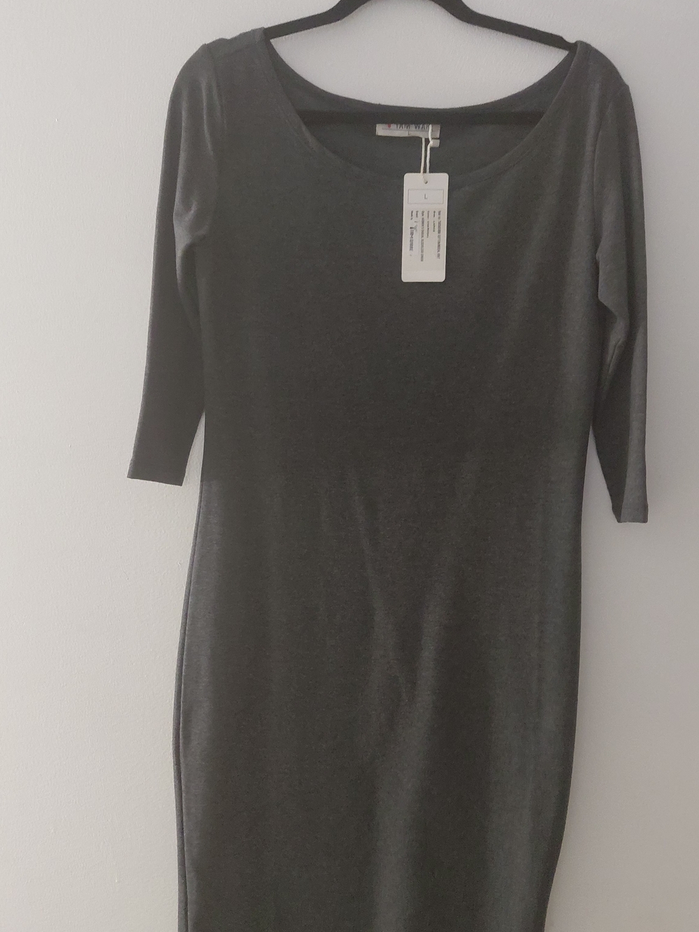 Charcoal Gray Scoop Neck Women's Dress